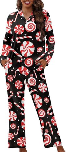 بيجامة الهالوين النسائية مجموعات بيجامة بأزرار سفلية Pjs WomanSleepwear Soft Pj Lounge Sets in Kuwait
