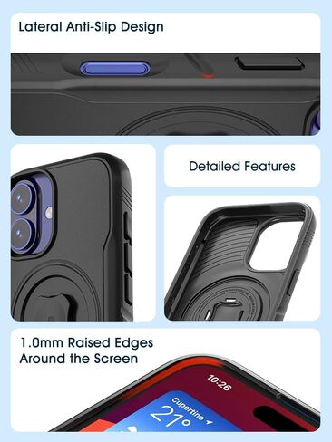 sincetop Shockproof Phone Case Compatible with iPhone 16 Pro / 6.3" – Connect Your Phone to All Series C 1st / 2nd Gen Mounts - Bike Mounts, Car Mounts, Armbands, Belt Clips, and More Black in Saudi Arabia