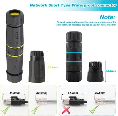 Waterproof Shielded RJ45 Coupler IP68,CAT6A/CAT6/CAT5E/CAT5 Female to Female Coupler Connector Shielded for Outdoor Ethernet LAN Cable-2 Pack in Saudi Arabia