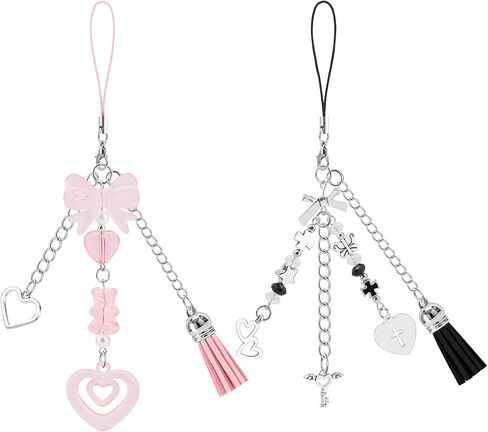 Oubaka Wrist Strap for Phone Case, 4PCS Cell Phone Lanyard with 4PCS Phone Tether Tab Handmade Macrame Keychain Phone Case Wrist Lanyard for Women Men(4 Colors) in Saudi Arabia