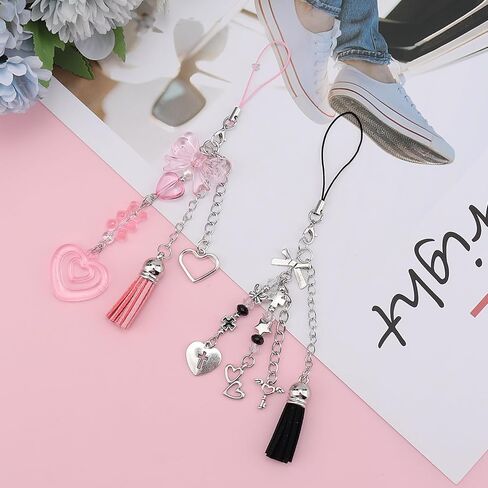 Oubaka Wrist Strap for Phone Case, 4PCS Cell Phone Lanyard with 4PCS Phone Tether Tab Handmade Macrame Keychain Phone Case Wrist Lanyard for Women Men(4 Colors) in Saudi Arabia