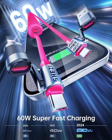 4-in-1 Coiled USB C Cable for Car [60W Fast Charging] USB C to Lightning Cable [CarPlay&Android Auto] Charger Cord with L/Type C/USB A Multi Ports for iPhone/iPad-5ft Yellow (SHEZI-Series) in Saudi Arabia