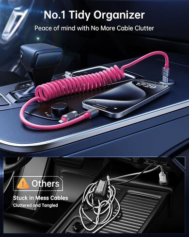 4-in-1 Coiled USB C Cable for Car [60W Fast Charging] USB C to Lightning Cable [CarPlay&Android Auto] Charger Cord with L/Type C/USB A Multi Ports for iPhone/iPad-5ft Yellow (SHEZI-Series) in Saudi Arabia