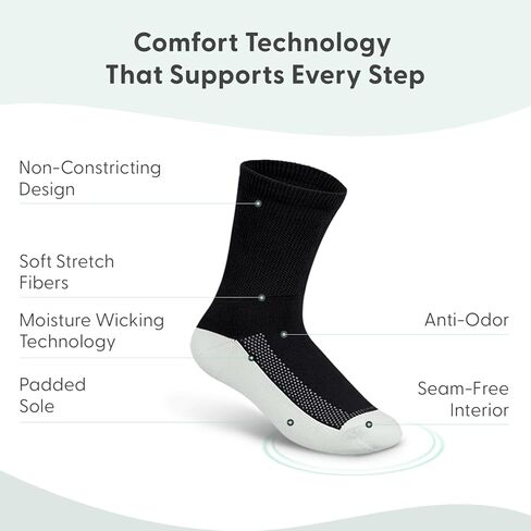 Orthofeet Padded Sole Non-Binding Non-Constrictive Circulation Seam Free Socks, 3 Pack in Saudi Arabia
