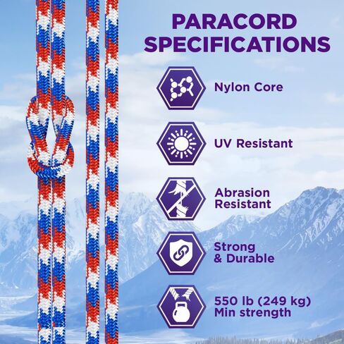 Teceum Paracord Type III 550 Green Wave-50 ft-4mm-tactical rope mil-spec-ourdive para cord-camping meathing fishing and equipment in Kuwait