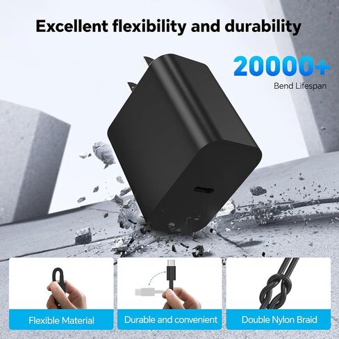 USB C Charger Block,20W Phone 16 Fast Charging Wall Charger with 6TF/10FT Type C to USB-C Cable,Compatible with Phone 16/16 Plus/16 Pro/16 Pro Max/15/15 Pro Max/Pad and More,Pink in Saudi Arabia