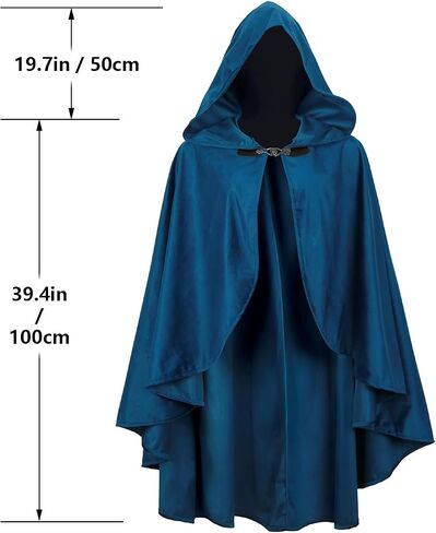 Medieval Cloak with Hood Halloween Renaissance Hooded Short Cape for Men and Women-Red in Saudi Arabia