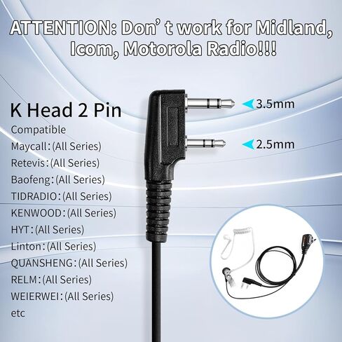 5 Pack Walkie Talkie Microphone Speaker Microphone Shoulder Mic Police Radio Earpiece Compatible with Retevis BAOFENG Kenwood Samcom Pxton Radio in Kuwait