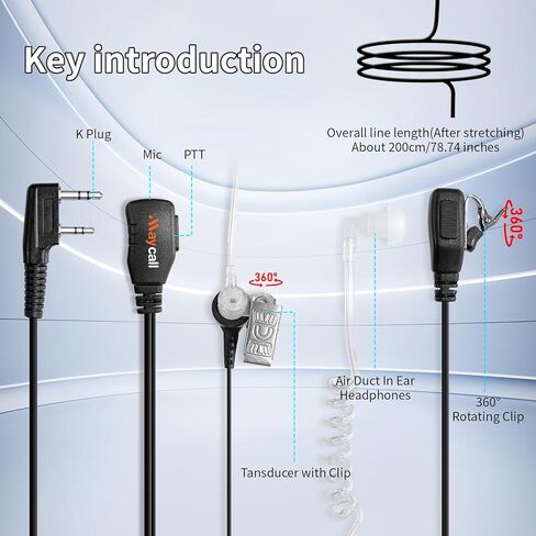 5 Pack Walkie Talkie Microphone Speaker Microphone Shoulder Mic Police Radio Earpiece Compatible with Retevis BAOFENG Kenwood Samcom Pxton Radio in Kuwait