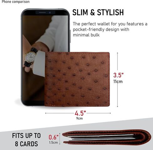 HATA Men Leather Wallet Croc RFID Blocking Front Pocket AIIigator Handmade Gift For Birthday Wedding Anniversary Father's Day in Saudi Arabia