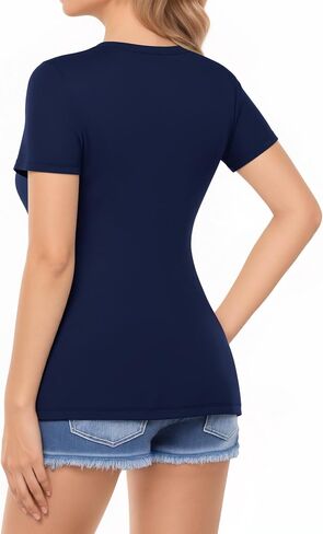 MANGOPOP Womens Deep V Neck Short Sleeve Slim Fit T Shirt Tops Tee in Saudi Arabia