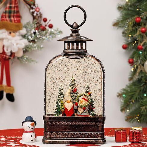 Christmas Snow Globe, Gnome Snow Globe Glitter Lighted with Music, Musical Christmas Decorations USB and Battery Operated Lantern, Christmas Decor for Home in Saudi Arabia