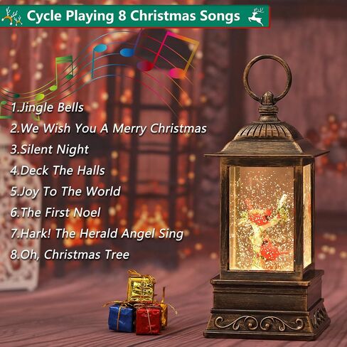 Christmas Snow Globe, Gnome Snow Globe Glitter Lighted with Music, Musical Christmas Decorations USB and Battery Operated Lantern, Christmas Decor for Home in Saudi Arabia