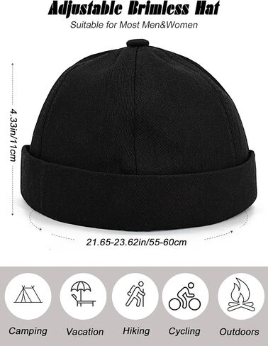 4 أجهزة كمبيوتر محفورة قبعة قبعة Docker No Brim Hats Sailor Skullcap Caps Skull Cuff Cuff Beanie Hip Hop Hots with Buckle for Men Women Teen Teen in Kuwait