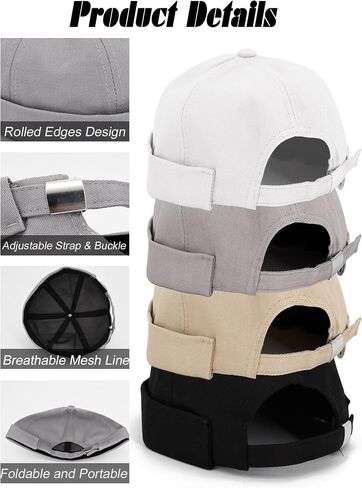 4 أجهزة كمبيوتر محفورة قبعة قبعة Docker No Brim Hats Sailor Skullcap Caps Skull Cuff Cuff Beanie Hip Hop Hots with Buckle for Men Women Teen Teen in Kuwait
