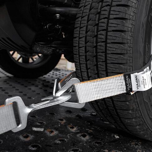 VULCAN Ultimate Axle Tie Down Kit - Classic Yellow - Includes (2) 22 Inch Axle Straps, (2) 36 Inch Axle Straps, (2) 96 Inch Snap Hook Ratchet Straps, and (2) 112 Inch Axle Tie Down Combination Straps in Kuwait