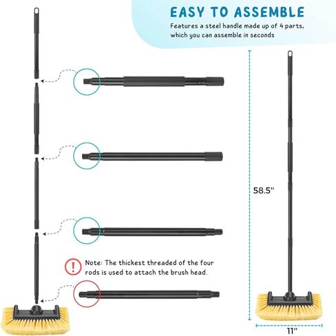 فرشاة غسيل السيارات مع مقبض طويل ، 55 '' مركبة لوازم الغسيل الخارجي ، مكنسة شريرة ناعمة للألواح الشمسية ، القوارب ، RV ، شاحنة ، تنظيف سطح السفينة in Saudi Arabia