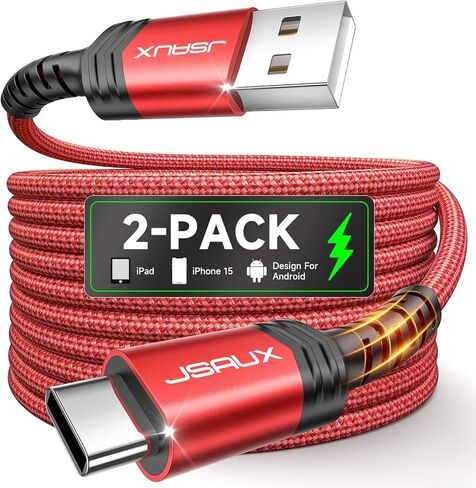 JSAUX USB A to USB C Cable [5-Pack, 3.3FT], USB to Type C Charger Cord Fast Charging Compatible with iPhone 16/15 Series, Galaxy S20/S10/S10+/S9, Note 20/10, Moto G, LG - Grey in Saudi Arabia