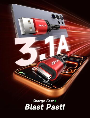 JSAUX USB A to USB C Cable [5-Pack, 3.3FT], USB to Type C Charger Cord Fast Charging Compatible with iPhone 16/15 Series, Galaxy S20/S10/S10+/S9, Note 20/10, Moto G, LG - Grey in Saudi Arabia
