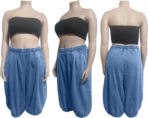 LKOUS Women's Causal Wide Leg Jeans,High Waisted Baggy Cropped Denim Pant with Pockets in Saudi Arabia