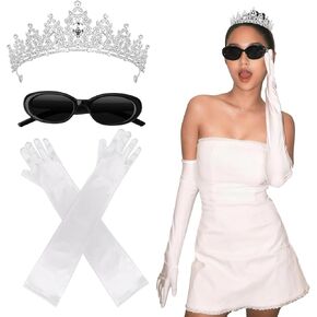 Princess White Tiara Gloves Sunglasses Headphones, Princess Costume Accessories Women Bachelorette Party Decorations in Kuwait
