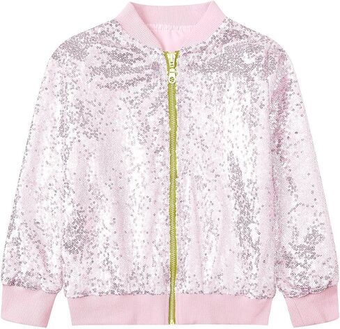 سترة البيسبول الفتاة الفتاة Cromonccent غير رسمية طويلة الأكمام الطويلة السوستة السترات القاذفة ، 2-8 سنوات in Kuwait