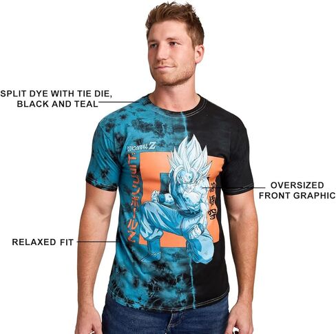 Dragon Ball Z Goku Kanji Adult Blue-Green Short Sleeve Tee in Saudi Arabia