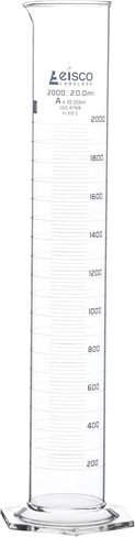 EISCO Graduated Cylinder, 1000ml - Class A Tolerance ±5.00ml - Hexagonal Base - Blue Graduations - Borosilicate 3.3 Glass in Saudi Arabia