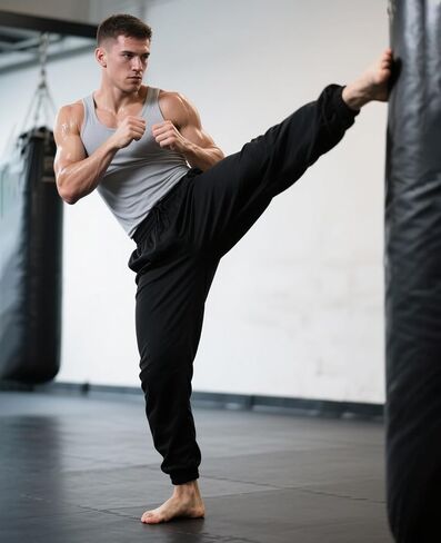 Men's Open Bottom Sweatpants with Pockets Tapered Joggers for Men Athletic Pants for Workout, Jogging, Running in Saudi Arabia