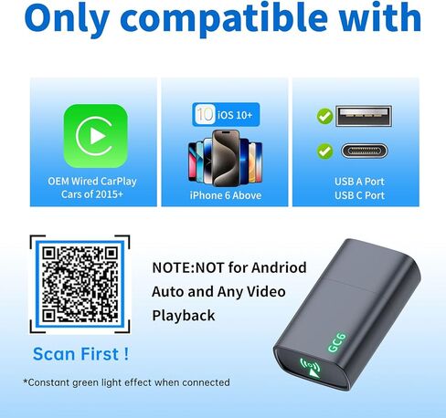 Mini CarPlay Wireless Adapter,Wireless Carplay Adapter,No Cable,Instant Connection,100% Restore Sound & Lmages, for iPhone iOS 10+ and Car from 2018+ in Saudi Arabia