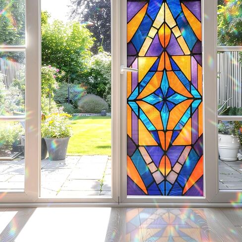 Meteor Shower Cascade Stained Glass Window Film, Decorative Meteor Shower Cascade Stained Glass Window Film, Stained Glass Window Film for Bathroom Door Heat Anti UV in Kuwait