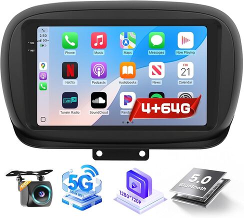 سيارة راديو Car For Fiat 500X 2014 2015 2015 2017 2018 2019 2020: [2g+64g] 9 بوصة من ستيريو السيارة مع Carplay Android Auto ، شاشة تعمل باللمس لـ Fiat 500x مع GPS Bluetooth Link WiFi FM RDS DSP in Kuwait