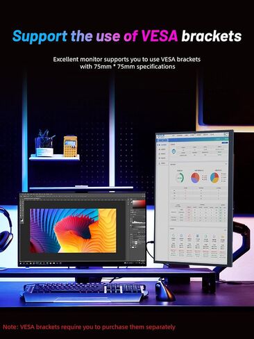 18.5 '' شاشة محمولة عالية الدقة مع Cover Smart و HDR ، USB -C و HDMI Connectivity - مثالية للكمبيوتر المحمول ، الكمبيوتر ، الهاتف ، Mac ، الألعاب ، والسفر in Kuwait