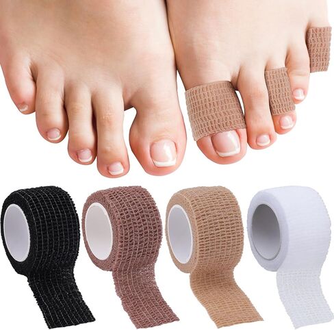 4 Pack Self Adhesive Bandage Wrap, Elastic Bandage Tape for Broken Toes Fingers Protector, Wrist Ankle Sprains Swelling in Kuwait