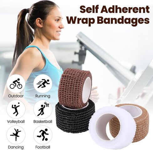 4 Pack Self Adhesive Bandage Wrap, Elastic Bandage Tape for Broken Toes Fingers Protector, Wrist Ankle Sprains Swelling in Kuwait