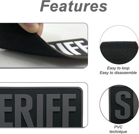 3pcs sheriff patches pvc gray background with background for hats caps sets clothing calting backs (3 pack ، 1pcs 4 "x 1.4" ، 1pcs 6 "× 2" ، و 1pcs 8.5 × 3 ") in Saudi Arabia