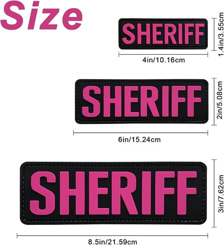 3pcs sheriff patches pvc gray background with background for hats caps sets clothing calting backs (3 pack ، 1pcs 4 "x 1.4" ، 1pcs 6 "× 2" ، و 1pcs 8.5 × 3 ") in Saudi Arabia