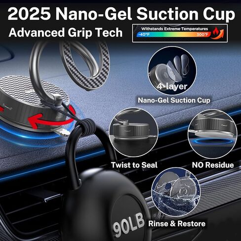 تركيب هاتف السيارة المغناطيسي الفراغي لـ Magsafe ، 360 درجة من التصميم المعدني القابل للتعديل والتصميم المزدوج ، حامل هاتف فراغ خالي من اليدين للسيارة ، حامل الهاتف المغناطيسي الشفط لجميع الهواتف الذكية in Kuwait