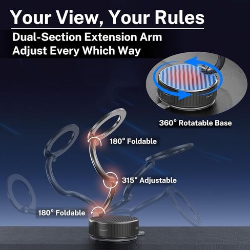 تركيب هاتف السيارة المغناطيسي الفراغي لـ Magsafe ، 360 درجة من التصميم المعدني القابل للتعديل والتصميم المزدوج ، حامل هاتف فراغ خالي من اليدين للسيارة ، حامل الهاتف المغناطيسي الشفط لجميع الهواتف الذكية in Kuwait