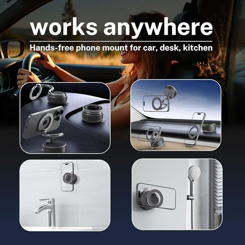 تركيب هاتف السيارة المغناطيسي الفراغي لـ Magsafe ، 360 درجة من التصميم المعدني القابل للتعديل والتصميم المزدوج ، حامل هاتف فراغ خالي من اليدين للسيارة ، حامل الهاتف المغناطيسي الشفط لجميع الهواتف الذكية in Kuwait