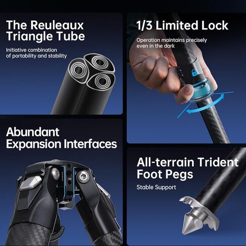 FALCAM TreeRoot F38 Quick Lock Lite Carbon Fiber Travel Tripod with Ball Head Load Capacity 3kg/6.6lbs, Max Vertical Payload 40Kg/88lbs for Cameras (C141K-301) in Saudi Arabia