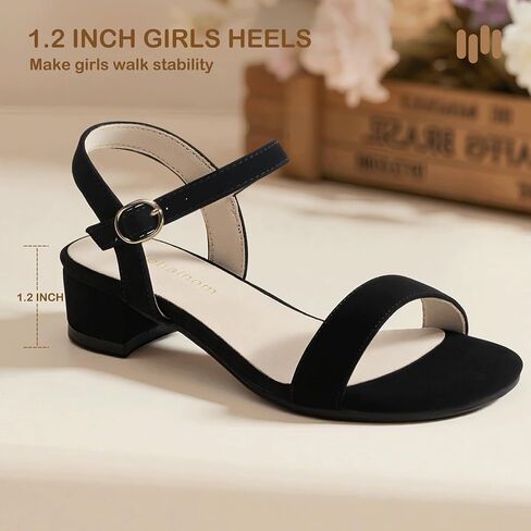 Hehainom Girls Dress Shoes Low Heels Sandals Open Open Tee Wedding Party School for Little Big Kids Flower Girl Shoes in Saudi Arabia