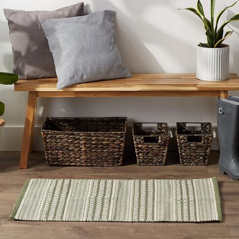 DII Woven Rugs Collection Hand-Loomed, 2x3', Stone Dobby Stripe in Kuwait