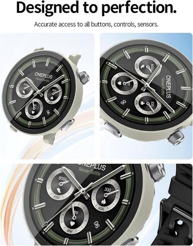 2 Pack for Oneplus Watch3 Smart Watch Case,Ultra-Thin Hard PC Protective Cover with Tempered Glass Film,BOVUGAC Case Cover for Oneplus Watch 3 Accessories-Black in Saudi Arabia