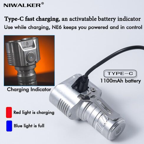 ETmini NE6 Flashlight, Magnetic Tailcap Handheld Flashlights, Type-C Rechargeable,3200LUMEN Lumen EDC LED Pocket Flashlight,Battery Included - CW & NW (Red-NE6) in Saudi Arabia