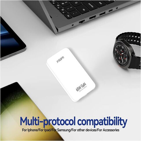 65W Flat USB c Wall Charger,Folding Travel Dual Port USB Wall Charger, for Laptops, Tablets, Phones, Black (Black-New) in Kuwait
