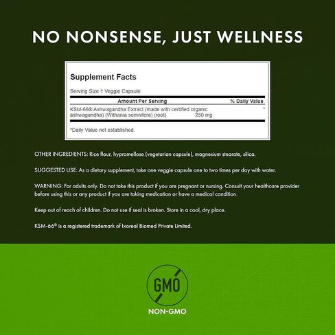 Swanson Ultimate Ashwagandha KSM -66 - المكملات العشبية التي تدعم مستويات الإجهاد الصحية والاسترخاء - الصيغة الطبيعية لتعزيز عقلية هادئة ومريحة - (60 كبسولات الخضار ، 250 ملغ لكل منهما) (4 عبوات) in Kuwait