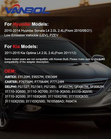 مجموعة وحدة مضخة الوقود الكهربائية متوافقة مع 2011-2014 Hyundai Sonata 2012-2015 KIA Optima L4 2.4L GAS استبدل E9120M VANBOL0112 مع مستشعر ضغط الوحدة (الإصدار القياسي) in Kuwait