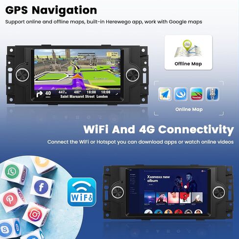 【4+64G】 Car Radio for Dodge RAM 1500/2500/3500 2002-2005: Car Stereo with Wireless Carplay Android Auto DSP, 9 inch 1280 * 720 Touch Screen Bluetooth Radio for Dodge RAM GPS WiFi SWC FM RDS Dual USB in Saudi Arabia