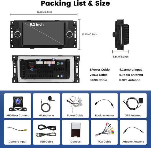 【4+64G】 Car Radio for Dodge RAM 1500/2500/3500 2002-2005: Car Stereo with Wireless Carplay Android Auto DSP, 9 inch 1280 * 720 Touch Screen Bluetooth Radio for Dodge RAM GPS WiFi SWC FM RDS Dual USB in Saudi Arabia